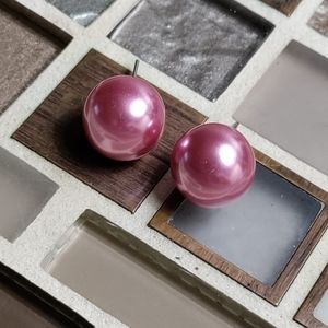 Oversized Pink Pearl earrings-$5 add on